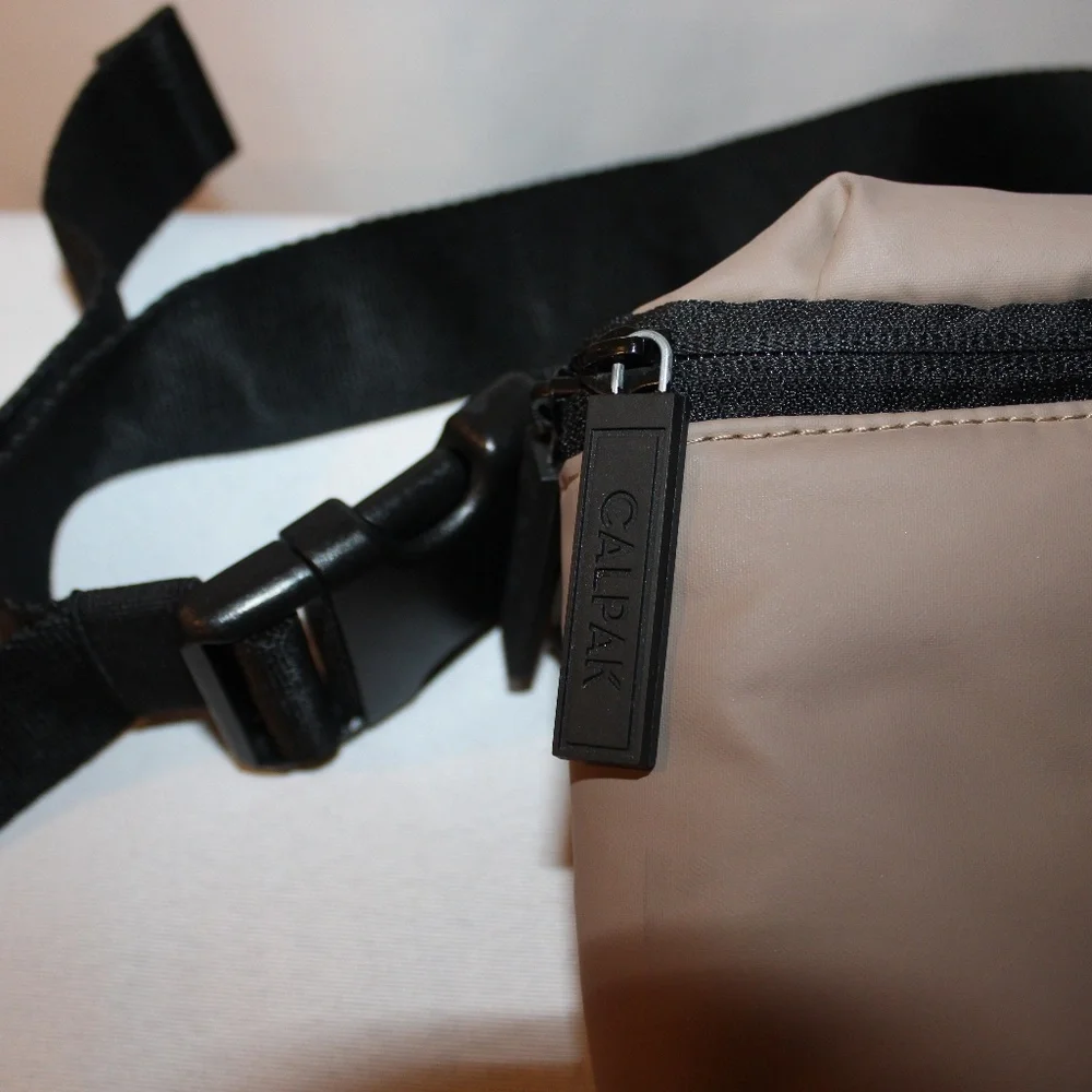 Calpak Taupe Puffer Crossbody Fanny Pack with Black Strap